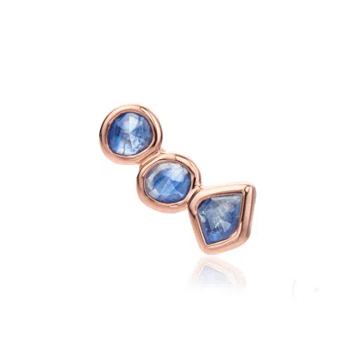 Monica Vinader Rose Gold Siren Single Climber Earring Kyanite In Blue/rose Gold