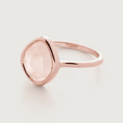 Monica Vinader Rose Gold Siren Small Nugget Stacking Ring Rose Quartz In Pink