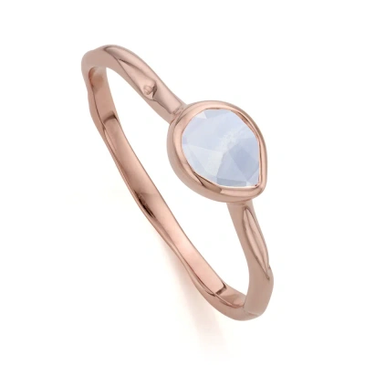 Monica Vinader Rose Gold Siren Small Stacking Ring Blue Lace Agate