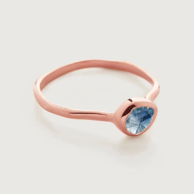 Monica Vinader Rose Gold Siren Small Stacking Ring Kyanite In Blue