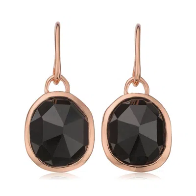 Monica Vinader Rose Gold Siren Wire Earrings Black Onyx