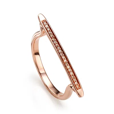 Monica Vinader Rose Gold Skinny Stacking Ring Champagne Diamond In Neutral