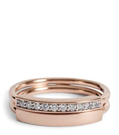 Monica Vinader Rose Gold Vermeil And Diamond Linear Stacking Ring