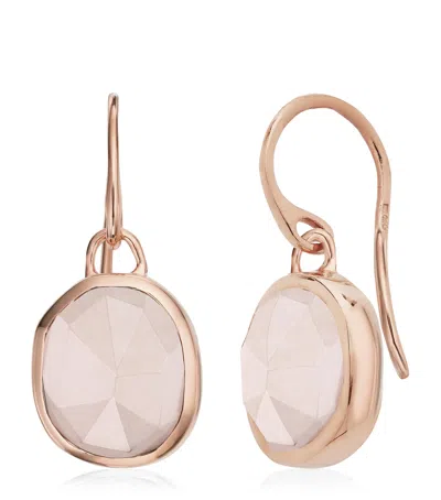 Monica Vinader Rose Gold Vermeil And Rose Quartz Mv Siren Earrings In Pink