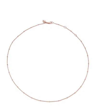 Monica Vinader Rose Gold Vermeil Beaded Chain Necklace In Brown
