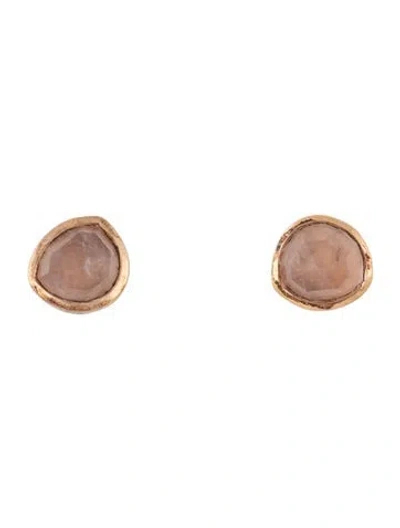 Pre-owned Monica Vinader Rose Quartz Mv Siren Stud Earrings In Multicolor
