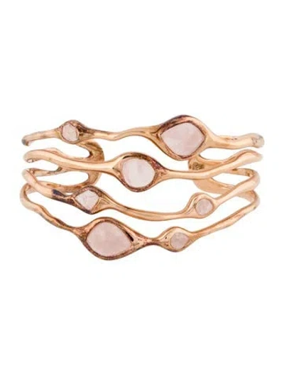 Pre-owned Monica Vinader Rose Quartz Siren Cluster Cocktail Cuff, 6.25" In Multi