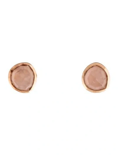Pre-owned Monica Vinader Rose Quartz Siren Stud Earrings In Multicolor