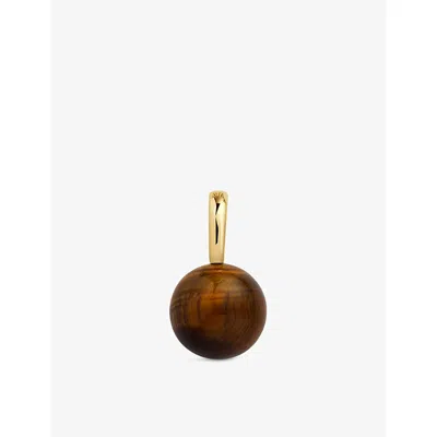 Monica Vinader Brown Round 18ct Yellow Gold Vermeil And Tiger's Eye Pendant