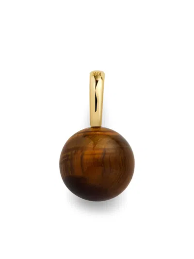 Monica Vinader Round-gemstone Pendant In 18ct Gold Vermeil/tigers Eye