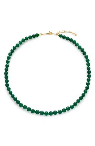 Monica Vinader Round Green Onyx Necklace In Multi