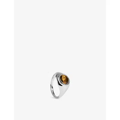 Monica Vinader S  Eclipse Gemstone Sterling Silver And Tiger's Eye Signet Ring