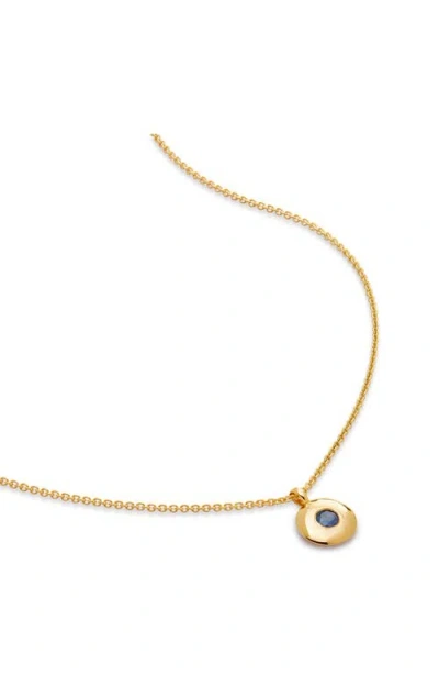 Monica Vinader September Birthstone Sapphire Pendant Necklace In 18k Gold Vermeil/september