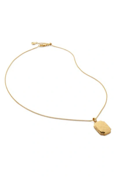 Monica Vinader Signature Locket Necklace In 18ct Gold Vermeil / Emerald
