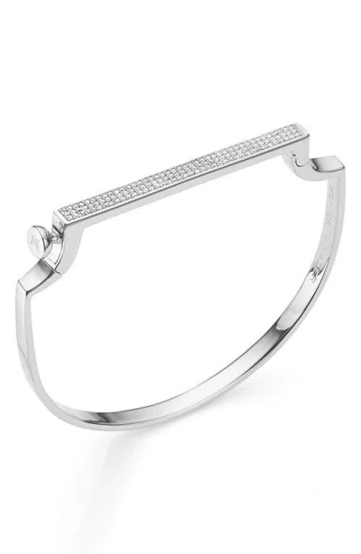Monica Vinader Singature Pavé Diamond Bangle In Silver/diamond