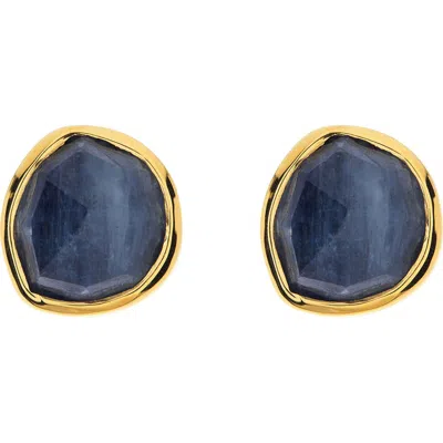 Monica Vinader Siren 18k Gold Vermeil Kyanite Stud Earrings In Blue