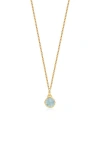Monica Vinader Siren Bezel Pendant Charm In Yellow Gold/aquamarine
