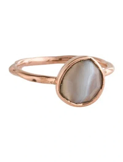 Pre-owned Monica Vinader Siren Blue Lace Agate Cocktail Ring In Multicolor