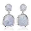 Monica Vinader Siren Blue Lace Agate Medium Drop Earrings, Sterling Silver