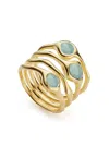 Monica Vinader Siren Cluster 18ct Gold-plated Vermeil And Amazonite Cocktail Ring In Gold