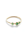 MONICA VINADER SIREN EMERALD & DIAMOND STACKING RING