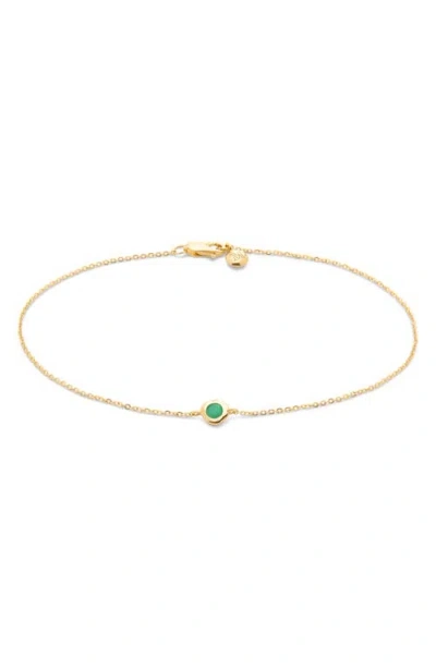 Monica Vinader Siren Emerald Chain Bracelet In Gold