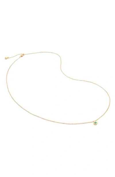 Monica Vinader Siren Emerald Pendant Necklace In Gold