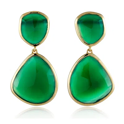 Monica Vinader Siren Green Onyx Cocktail Earrings, Gold Vermeil On Silver