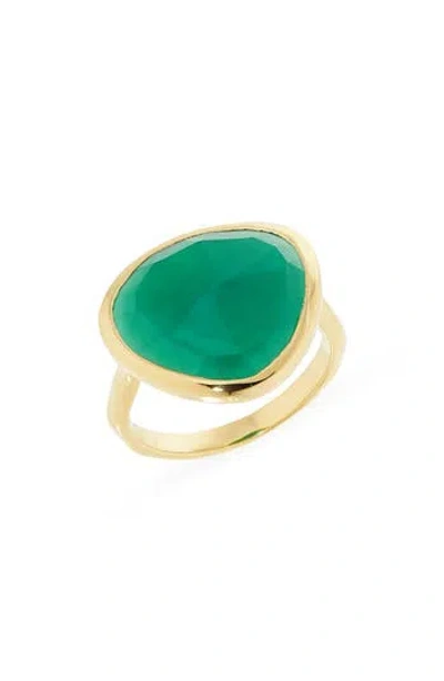Monica Vinader Siren Green Onyx Ring In Gold