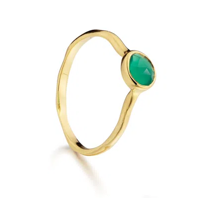 Monica Vinader Siren Green Onyx Small Stacking Ring, Gold Vermeil On Silver