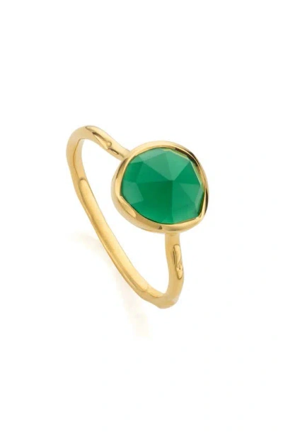 Monica Vinader Siren Green Onyx Stacking Ring In Green Onyx/ Yellow Gold
