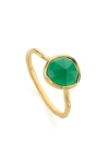 Monica Vinader Siren Semiprecious Stone Stacking Ring In Green Onyx/yellow Gold