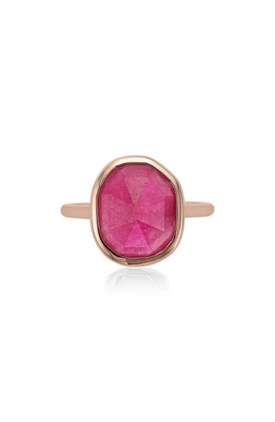 Monica Vinader Siren Medium Stacking Ring In Pink Quartz/ Rose Gold