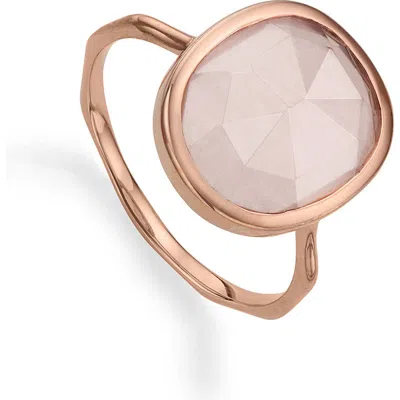 Monica Vinader Siren Medium Stacking Ring In Rose Gold/rose Quartz
