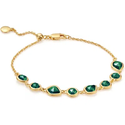Monica Vinader Siren Mini Nugget Bracelet In 18k Gold Vermeil/green Onyx