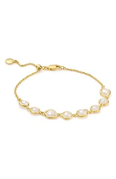 Monica Vinader Siren Mini Nugget Cluster Bracelet In Gold/moonstone