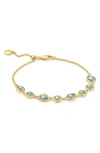 Monica Vinader Siren Mini Nugget Cluster Bracelet In Yellow Gold/aquamarine