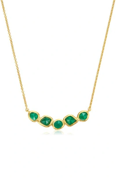 Monica Vinader Siren Mini Nugget Cluster Necklace In Yellow Gold/green Onyx