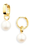Monica Vinader Siren Muse Wave Onyx Charm Huggie Hoop Earrings In White