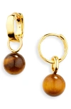 Monica Vinader Siren Muse Wave Onyx Charm Huggie Hoop Earrings In Multi