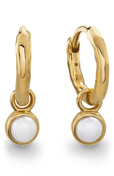Monica Vinader Siren Pearl Charm Huggie Hoop Earrings