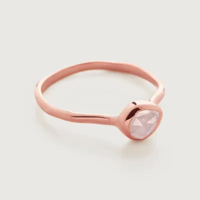 Monica Vinader Siren Rose Quartz Small Stacking Ring, Rose Gold Vermeil On Silver In Pink