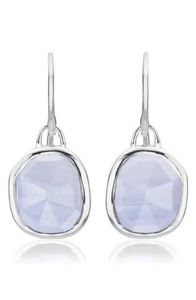 Monica Vinader Siren Semiprecious Stone Drop Earrings In Silver/blue Lace Agate