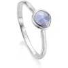 Monica Vinader Siren Small Stacking Ring In Silver/blue Lace Agate