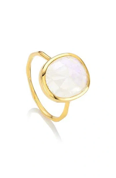Monica Vinader Siren Stone Ring In Gold/ Moonstone