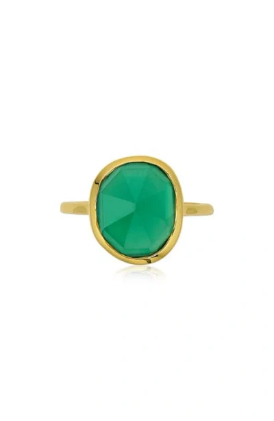 Monica Vinader Siren Stone Ring In Green Onyx/yellow Gold