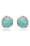 Monica Vinader Sterling Silver Siren Stud Earrings Amazonite In Silver/amazonite