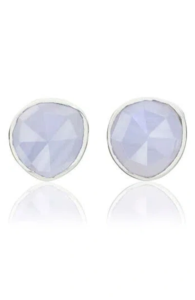 Monica Vinader Siren Stud Earrings In Silver/blue Lace Agate