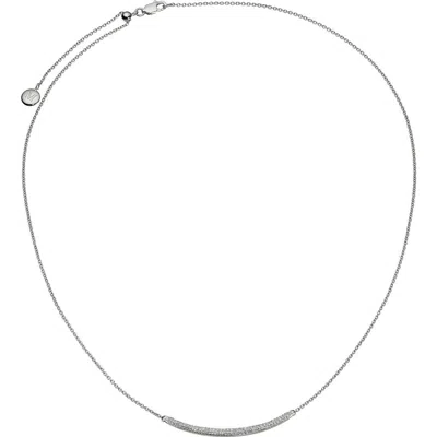 Monica Vinader Skinny Curve Diamond Bar Necklace In Metallic