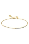 Monica Vinader Skinny Short Bar Bracelet Diamond In Yellow Gold